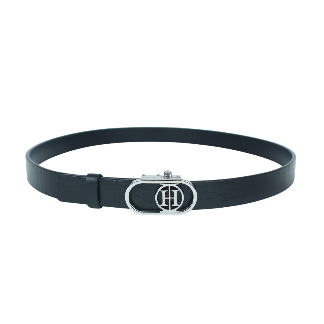 Black Mirage Classic– Jet Black High Shine Leather Belt for Women