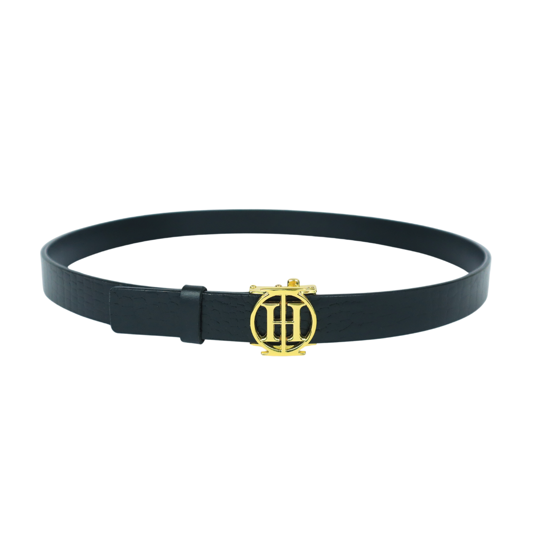 Black Mirage OG – Jet Black High Shine Leather Belt for Women