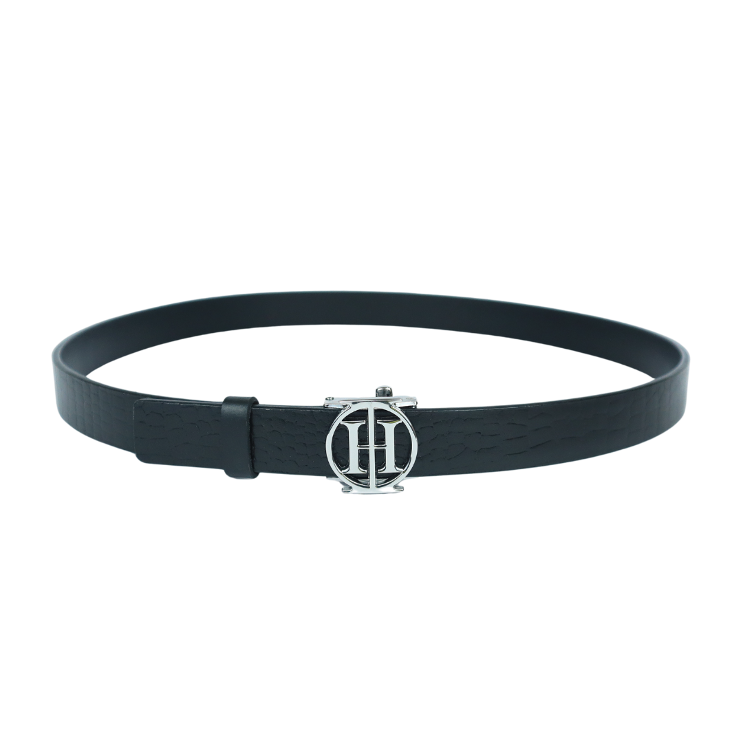 Black Mirage OG – Jet Black High Shine Leather Belt for Women
