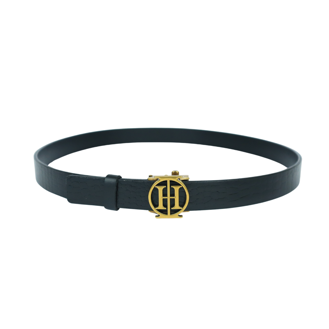 Black Mirage OG – Jet Black High Shine Leather Belt for Women