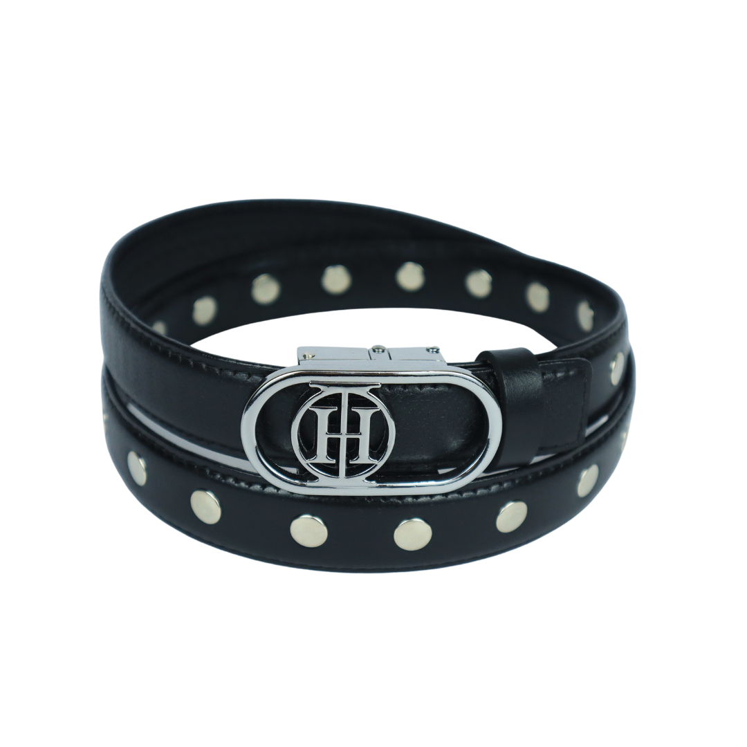 Stellar Orbit Silver Classic - Black embellished belt