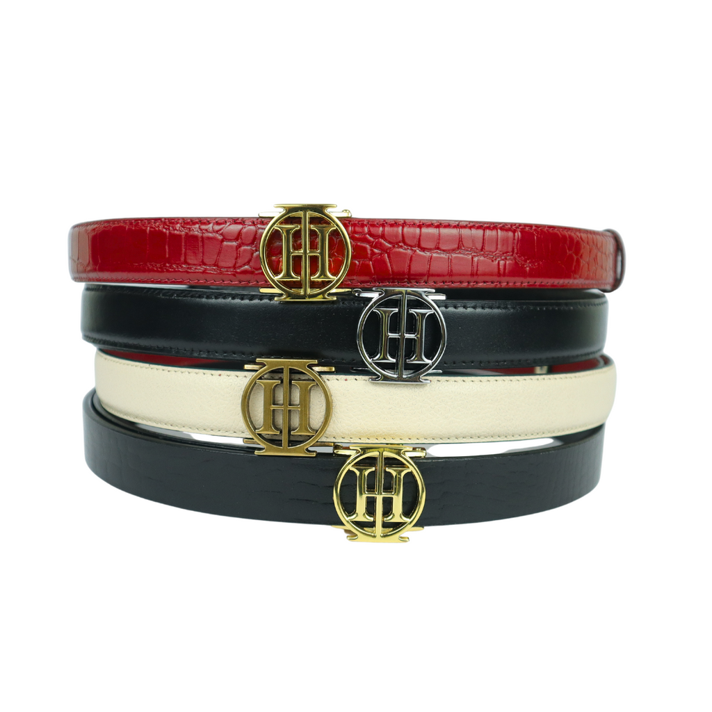 Black Mirage Classic– Jet Black High Shine Leather Belt for Women
