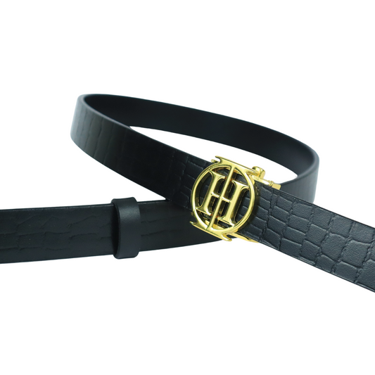 Black Mirage OG – Jet Black High Shine Leather Belt for Women