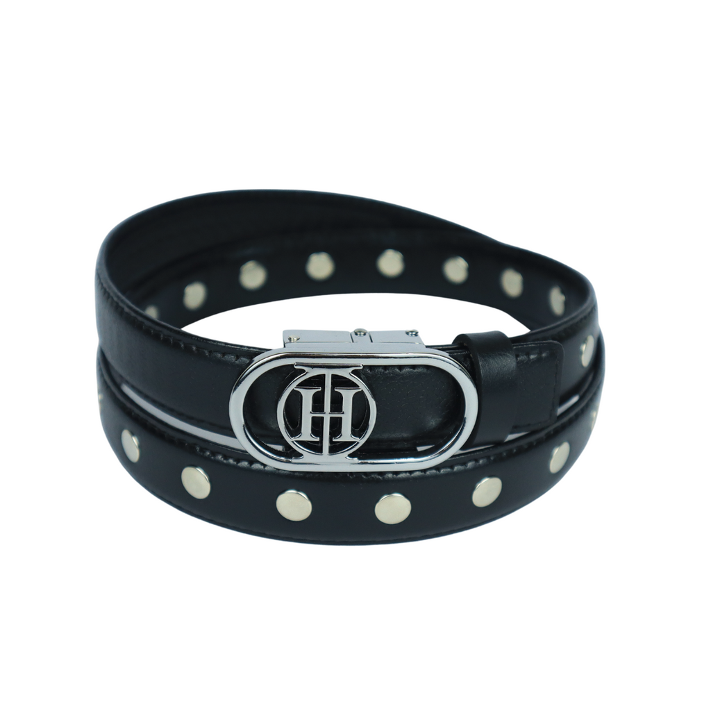 Stellar Orbit Silver Classic - Black embellished belt